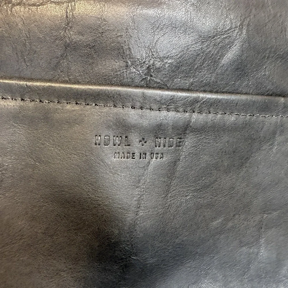 Rare Howl + Hide Backpack Full Grain Black Leather Work Travel Indianapolis USA